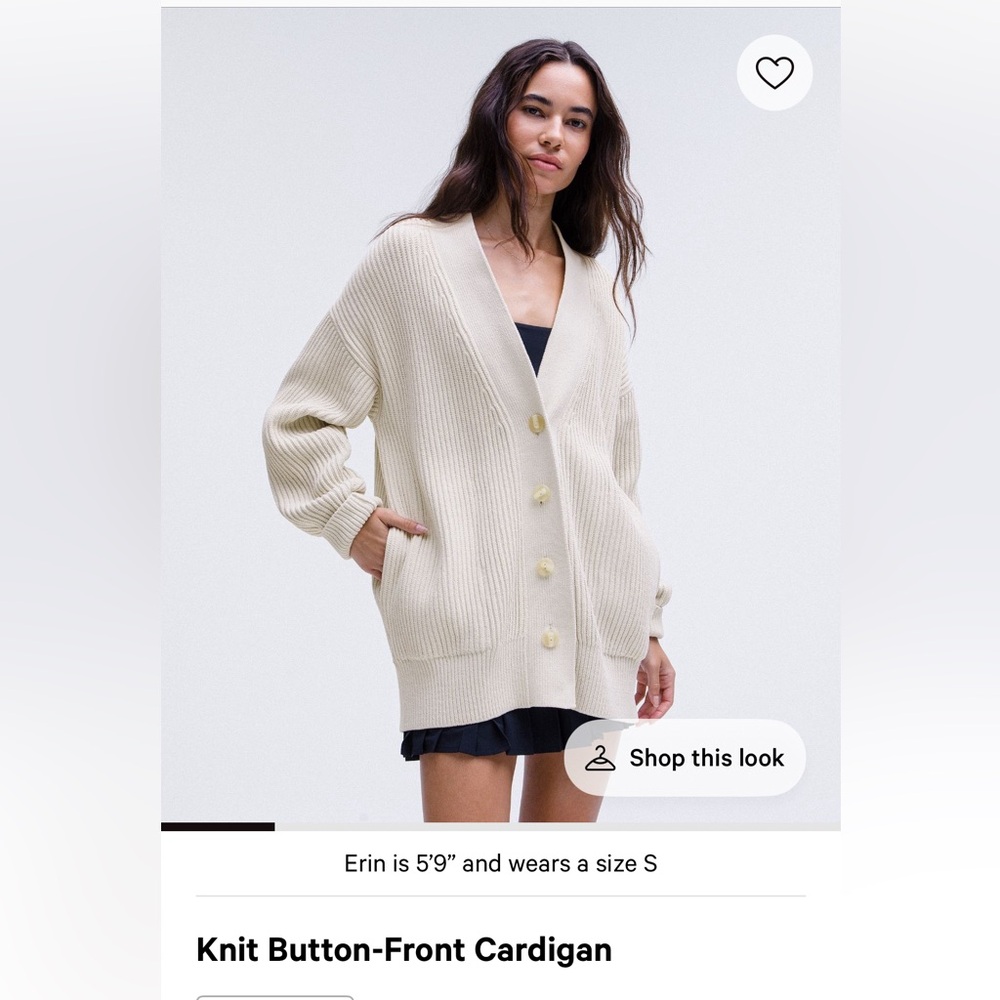 lululemon athletica Cream Knit Button-Front Cardigan